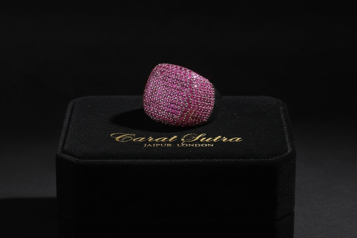 RARE PRINCE by CARAT SUTRA | Unique Handmade Turkish Style Ring Studded with AAA+ Ruby Stones |  925 Sterling Silver Ring | Men's Jewelry | With Certificate of Authenticity and 925 Hallmark - caratsutra