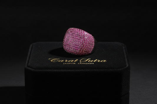 RARE PRINCE by CARAT SUTRA | Unique Handmade Turkish Style Ring Studded with AAA+ Ruby Stones |  925 Sterling Silver Ring | Men's Jewelry | With Certificate of Authenticity and 925 Hallmark