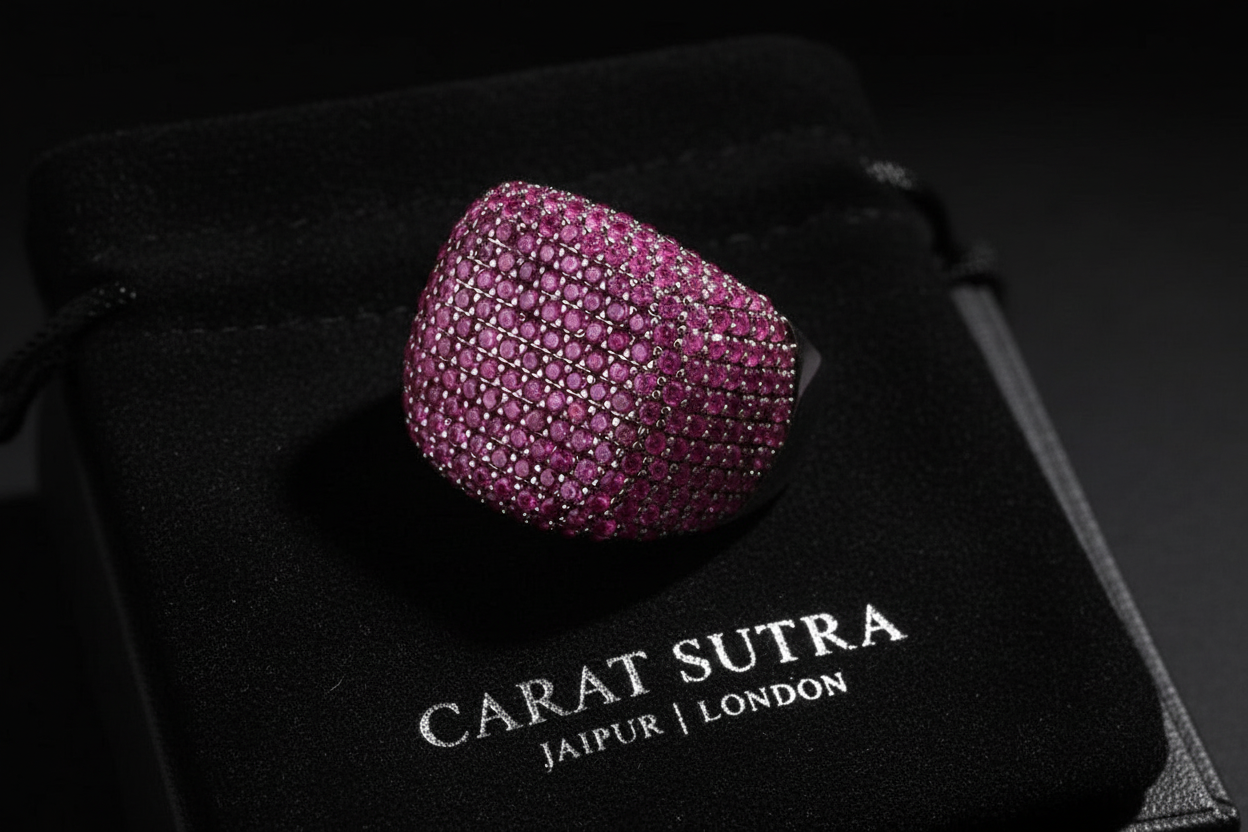 RARE PRINCE by CARAT SUTRA | Unique Handmade Turkish Style Ring Studded with AAA+ Ruby Stones |  925 Sterling Silver Ring | Men's Jewelry | With Certificate of Authenticity and 925 Hallmark - caratsutra