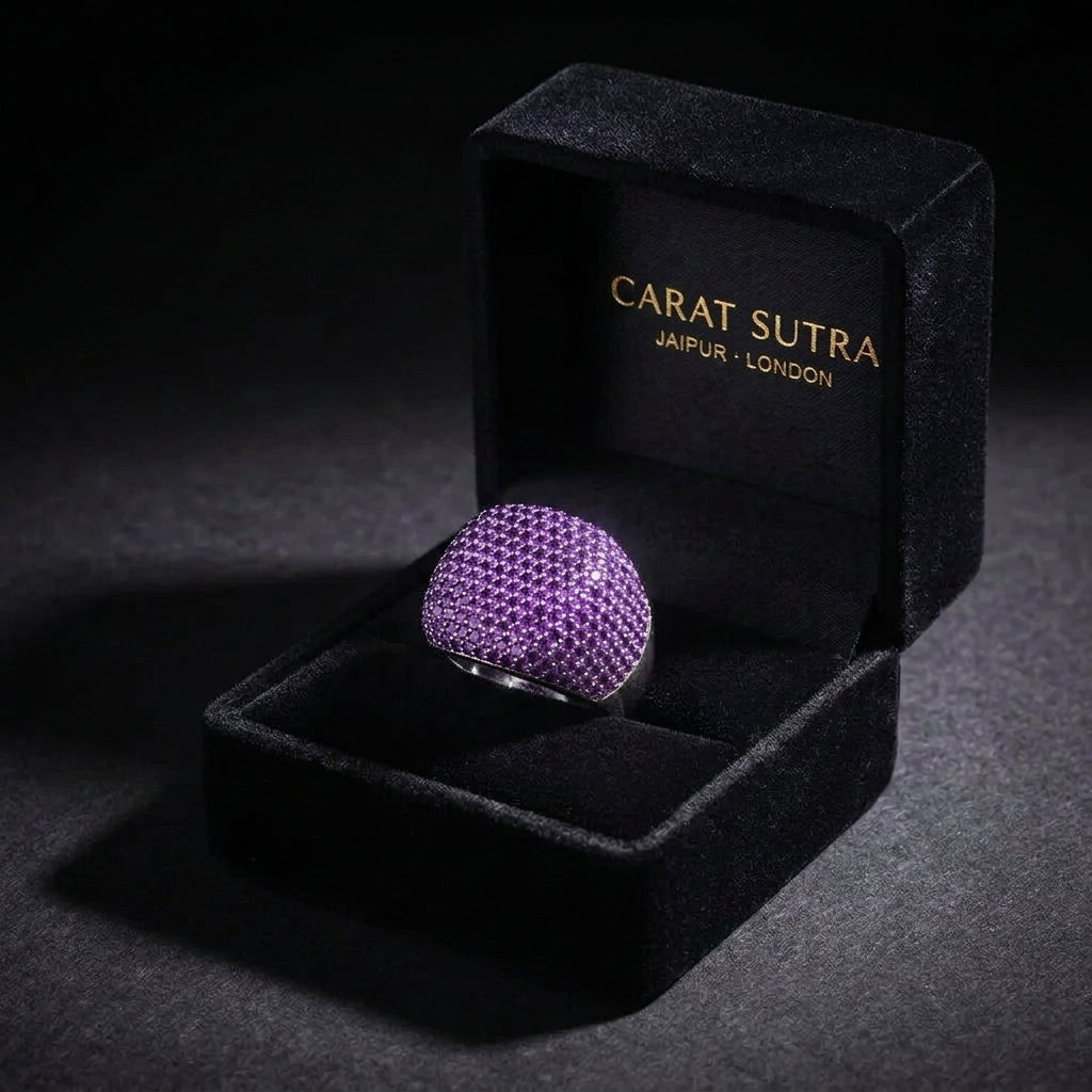 Unique Handmade Turkish Style Ring Studded with Natural Mini Amethyst Stones |  925 Sterling Silver Ring | With Certificate of Authenticity and 925 Hallmark