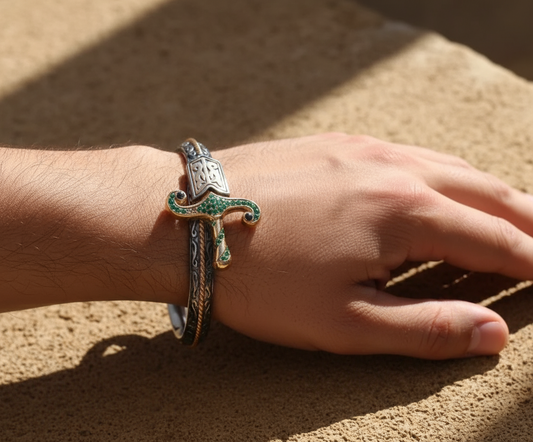 RARE PRINCE by CARAT SUTRA | Exclusive Adjustable Silver Sword Handcuff Bracelet for Men & Boys | 925 Sterling Silver Bracelet | Men's Jewelry | With Certificate of Authenticity and 925 Hallmark