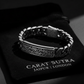 RARE PRINCE by CARAT SUTRA | 16mm Unique Dark Oxidised, Hand Engraved Cuban Link Bracelet studded with black zircon | 925 Silver Bracelet | With Certificate of Authenticity and 925 Hallmark