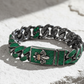 16mm Unique Fleur-De-Lis Iced Cuban Link Bracelet with Black Rhodium | Dark Oxidized 925 Silver Bracelet | With Certificate of Authenticity and 925 Hallmark