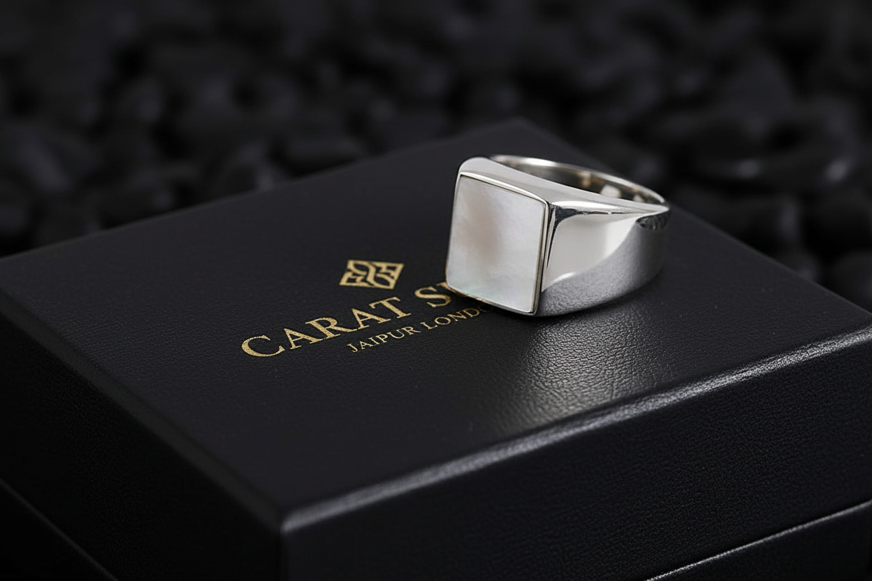 RARE PRINCE by CARAT SUTRA | Unique Turkish Style Ring with Natural Pearl | 925 Sterling Silver Oxidized Ring | Men's Jewelry | With Certificate of Authenticity and 925 Hallmark - caratsutra