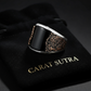 RARE PRINCE by CARAT SUTRA | Unique Designed Turkish Style Curved Ring with Natural Black Onyx | 925 Sterling Silver Gold Plated Ring | Men's Jewelry | With Certificate of Authenticity and 925 Hallmark - caratsutra