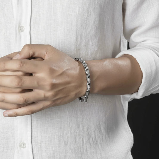 RARE PRINCE by CARAT SUTRA | Unique Hand Engraved Vintage Oxidized Bracelet | 925 Sterling Silver Bracelet | Men's Jewelry | With Certificate of Authenticity and 925 Hallmark