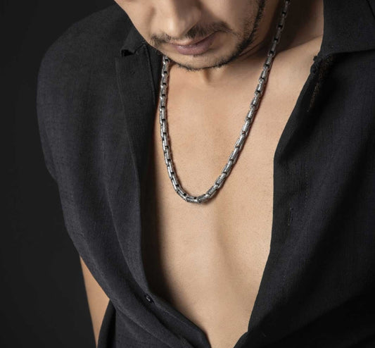 RARE PRINCE by CARAT SUTRA | Unique Hand Engraved Vintage Oxidized Chain | 925 Sterling Silver Chain | Men's Jewelry | With Certificate of Authenticity and 925 Hallmark
