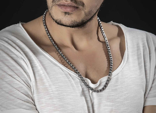 RARE PRINCE by CARAT SUTRA | Unique Hand Engraved Cylindrical Oxidized Chain | 925 Sterling Silver Chain | Men's Jewelry | With Certificate of Authenticity and 925 Hallmark