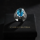 RARE PRINCE by CARAT SUTRA | Exclusively Designed Ring with Blue Topaz | 925 Sterling Silver Oxidized Ring | Men's Jewelry | With Certificate of Authenticity and 925 Hallmark