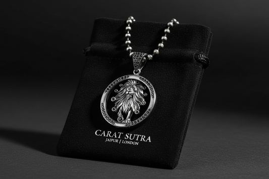 RARE PRINCE by CARAT SUTRA | Unique Leo Zodiac Designed Pendant Studded with Black Zircons | Unisex 925 Sterling Silver Oxidized Pendant | Men's Jewelry | With Certificate of Authenticity and 925 Hallmark - caratsutra