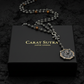 RARE PRINCE by CARAT SUTRA | Unique Silver Balls & Natural Tiger Eye Beaded Chain Necklace with Lion Head | 925 Sterling Silver Oxidized Pendant with Fleur-de-lis Symbol | Men's Jewelry | With Certificate of Authenticity and 925 Hallmark - caratsutra