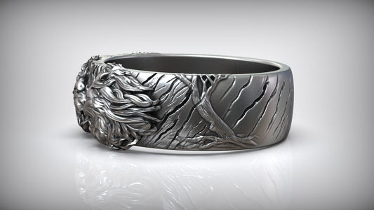 RARE PRINCE by CARAT SUTRA | Unique Designed Band Ring with Lion | 925 Sterling Silver Oxidized Ring | Men's Jewelry | With Certificate of Authenticity and 925 Hallmark