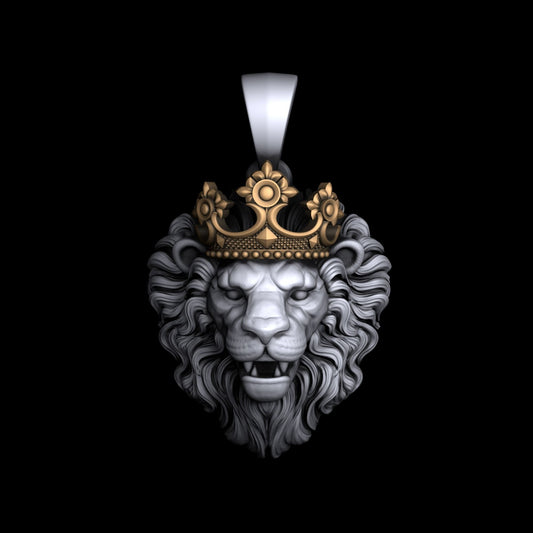 RARE PRINCE by CARAT SUTRA | Unique Designed Lion with Crown Pendant for Men | 925 Sterling Silver Oxidized Pendant | Men's Jewelry | With Certificate of Authenticity and 925 Hallmark