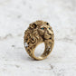 RARE PRINCE by CARAT SUTRA | Unique Designed 22k Gold Plated 3D Lion face Ring with Blue Eyes | 925 Sterling Silver Oxidized Ring | Men's Jewelry | With Certificate of Authenticity and 925 Hallmark