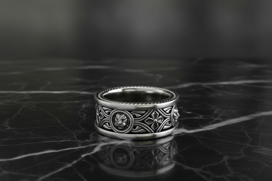 Combo for 16mm Solid Cuban Chain, Bracelet With Stones on Lock and Lion Pendant in 999 Silver white finish - caratsutra