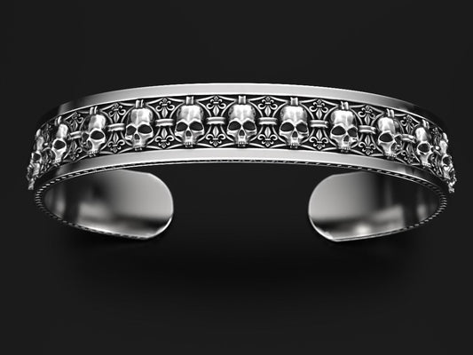 RARE PRINCE by CARAT SUTRA | Unique Designed Skull Cuff | Bracelet for Men | Biker Bracelet for Men | 925 Sterling Silver Bracelet | Men's Jewelry | With Certificate of Authenticity and 925 Hallmark