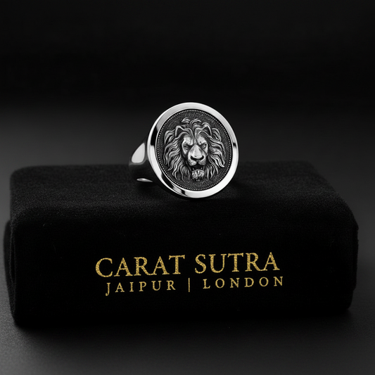 RARE PRINCE by CARAT SUTRA | Unique Designed Lion Signet Ring | 925 Sterling Silver Oxidized Ring | Men's Jewelry | With Certificate of Authenticity and 925 Hallmark - caratsutra