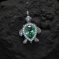 RARE PRINCE by CARAT SUTRA | Unique Designed Turtle Pendant with green onyx stone | 925 Sterling Silver Oxidized Pendant | With Certificate of Authenticity and 925 Hallmark