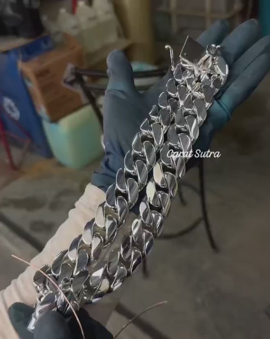 25mm Wide Solid Miami Cuban Link Chain | 925 Sterling Silver Chain | Men's Jewelry | With Certificate of Authenticity and 925 Hallmark