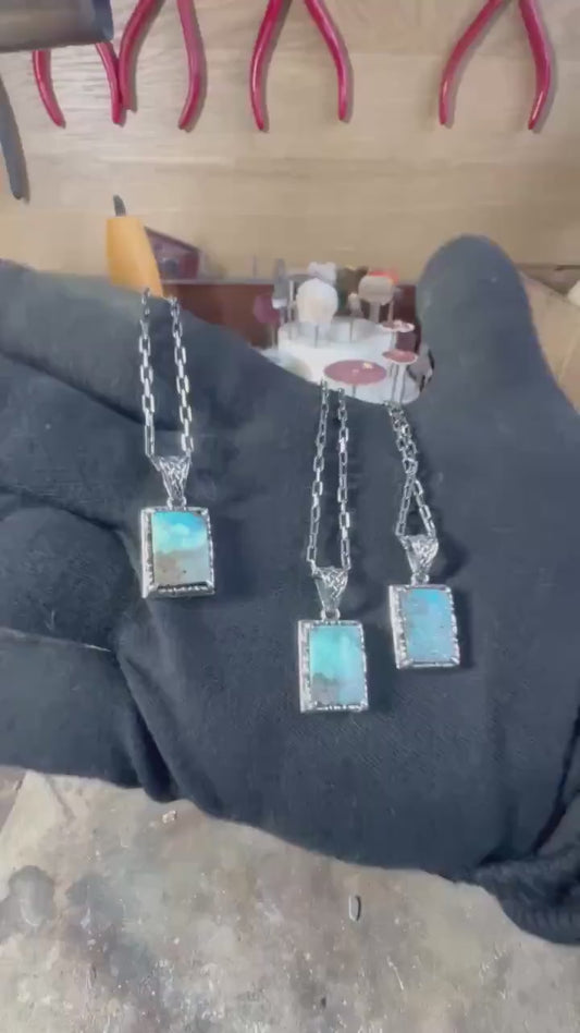 15ct Natural Irani Turquoise, 925 Sterling Silver Pendant | With Certificate of Authenticity and 925 Hallmark