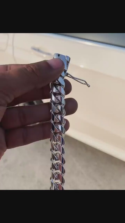 RARE PRINCE by CARAT SUTRA | 16mm Wide Solid Miami Cuban Link Bracelet 925 Sterling Silver Bracelet | Men's Jewelry | With Certificate of Authenticity and 925 Hallmark