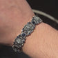 18mm Leo - Lion Retro Bracelet in Oxidised Finish studded with Blue Zircon | 925 Sterling Silver with Hallmark