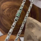 RARE PRINCE by CARAT SUTRA | Natural Emerald Stone Studded in Unique Link Chain | 925 Sterling Silver Chain with Rhodium Plating | Men's Jewelry | With Certificate of Authenticity and 925 Hallmark