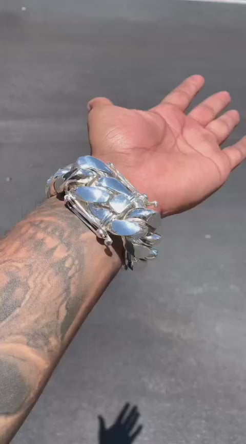 25mm Wide Solid Miami Cuban Link Bracelet | 925 Sterling Silver Chain | Men's Jewelry | With Certificate of Authenticity and 925 Hallmark