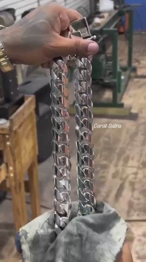 22mm Wide Solid Miami Cuban Link Chain | 925 Sterling Silver Chain | Men's Jewelry | With Certificate of Authenticity and 925 Hallmark