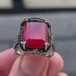 RARE PRINCE by CARAT SUTRA | Unique Handmade Turkish Style Ring Studded with Natural Ruby |  Oxidized 925 Sterling Silver Ring | Men's Jewelry | With Certificate of Authenticity and 925 Hallmark