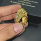 RARE PRINCE by CARAT SUTRA | Unique Designed 22k Gold Plated 3D Lion face Ring with Blue Eyes | 925 Sterling Silver Oxidized Ring | Men's Jewelry | With Certificate of Authenticity and 925 Hallmark
