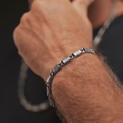 RARE PRINCE by CARAT SUTRA | Unique Hand Engraved Vintage Oxidized Bracelet | 925 Sterling Silver Bracelet | Men's Jewelry | With Certificate of Authenticity and 925 Hallmark