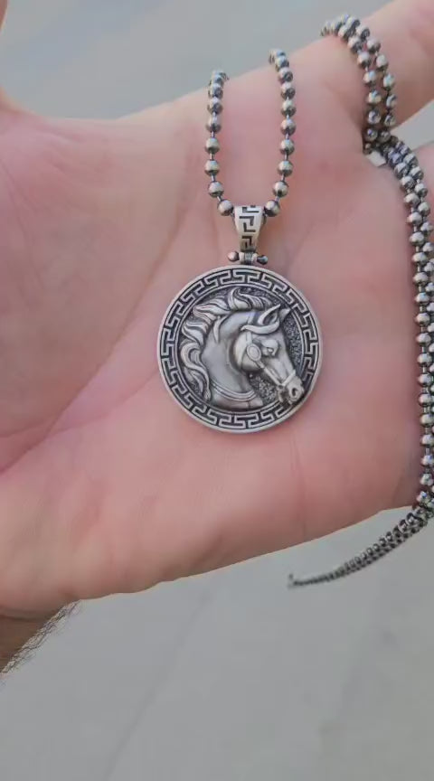 RARE PRINCE by CARAT SUTRA | Unique Designed Horse Pendant for Men | 925 Sterling Silver Oxidized Pendant | Men's Jewelry | With Certificate of Authenticity and 925 Hallmark