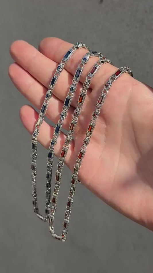 Solid 6mm Infinity Link Chain, studded with Gomed Stone | Chain
