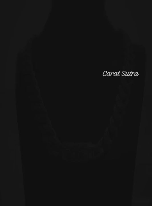 RARE PRINCE by CARAT SUTRA | 16mm Wide Solid Floral Cuban Chain link Necklace | Oxidised 925 Sterling Silver Bracelet | Men's Jewelry | With Certificate of Authenticity and 925 Hallmark