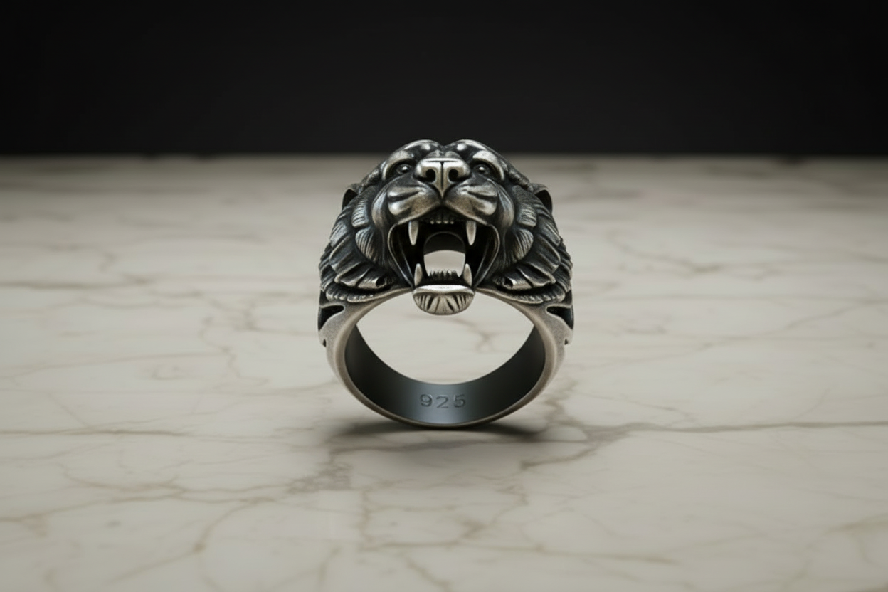 Combo for 16mm Solid Cuban Chain, Bracelet With Stones on Lock and Lion Pendant in 999 Silver white finish - caratsutra