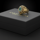 RARE PRINCE by CARAT SUTRA | Unique Designed 22k Gold plated Double Faced Lion Ring with Green Zircon Stone | 925 Sterling Silver Oxidized Ring | Men's Jewelry | With Certificate of Authenticity and 925 Hallmark - caratsutra