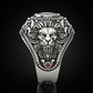RARE PRINCE by CARAT SUTRA | Unique Designed Double Faced Lion Ring with Red Zircon Stone | 925 Sterling Silver Oxidized Ring | Men's Jewelry | With Certificate of Authenticity and 925 Hallmark