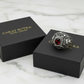 RARE PRINCE by CARAT SUTRA | Unique Designed Double Faced Lion Ring with Red Zircon Stone | 925 Sterling Silver Oxidized Ring | Men's Jewelry | With Certificate of Authenticity and 925 Hallmark - caratsutra