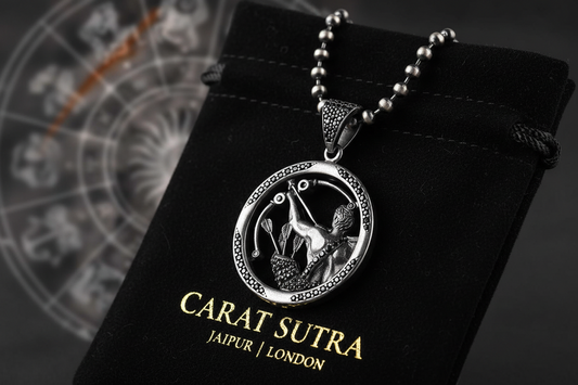 RARE PRINCE by CARAT SUTRA | Unique Sagittarius Zodiac Designed Pendant Studded with Black Zircons | Unisex 925 Sterling Silver Oxidized Pendant | Men's Jewelry | With Certificate of Authenticity and 925 Hallmark - caratsutra