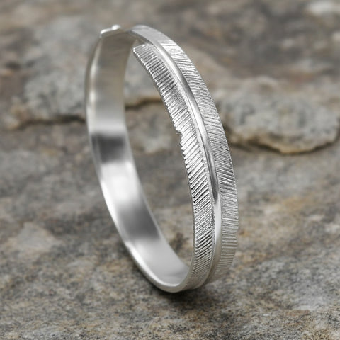 RARE PRINCE by CARAT SUTRA | Adjustable Feather Style Bangle/kadaa/Handcuff for Men & Boys | 925 Sterling Silver Bracelet | Men's Jewelry | With Certificate of Authenticity and 925 Hallmark