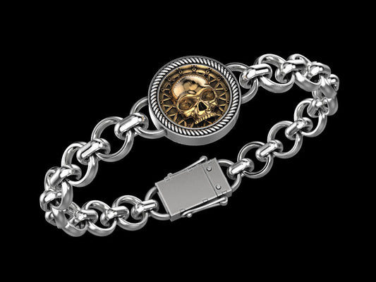 RARE PRINCE by CARAT SUTRA | Unique Designed Skull Bracelet for Men | Biker Bracelet for Men | 925 Sterling Silver Bracelet | Men's Jewelry | With Certificate of Authenticity and 925 Hallmark