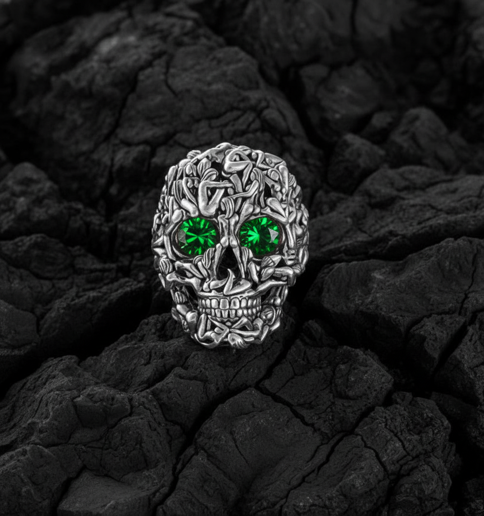 RARE PRINCE by CARAT SUTRA | Unique Designed Women's Body Skull Ring | 925 Sterling Silver Oxidized Ring | Men's Jewelry | With Certificate of Authenticity and 925 Hallmark - caratsutra