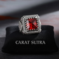 RARE PRINCE by CARAT SUTRA | Unique Handmade Turkish Style Ring Studded with AAA+ Red Zirconia | 925 Sterling Silver Oxidized Ring | Men's Jewelry | With Certificate of Authenticity and 925 Hallmark