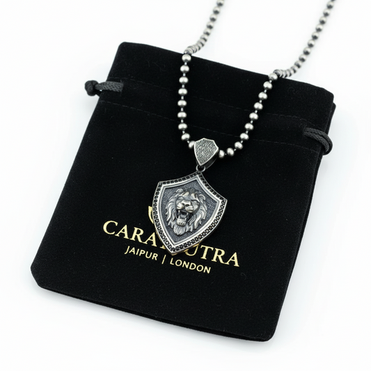 RARE PRINCE by CARAT SUTRA | Unique Designed Lion Pendant for Men | 925 Sterling Silver Oxidized Pendant | Men's Jewelry | With Certificate of Authenticity and 925 Hallmark - caratsutra