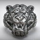 RARE PRINCE by CARAT SUTRA | Unique Designed Solid Ferocious 3D Tiger Face Ring | 925 Sterling Silver Oxidized Ring | Men's Jewelry | With Certificate of Authenticity and 925 Hallmark
