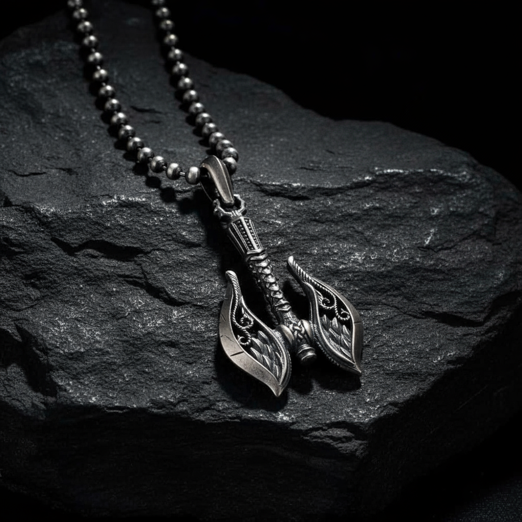 RARE PRINCE by CARAT SUTRA | Unique Viking War Axe Designed Pendant for Men | 925 Sterling Silver Oxidized Pendant | Men's Jewelry | With Certificate of Authenticity and 925 Hallmark - caratsutra