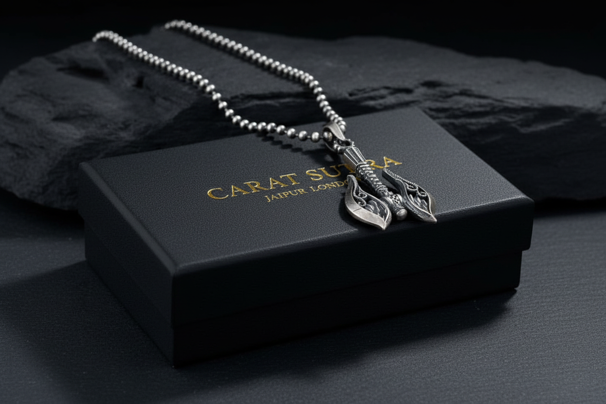 RARE PRINCE by CARAT SUTRA | Unique Viking War Axe Designed Pendant for Men | 925 Sterling Silver Oxidized Pendant | Men's Jewelry | With Certificate of Authenticity and 925 Hallmark - caratsutra