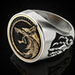 RARE PRINCE by CARAT SUTRA | Unique Designed Wolf Witcher Face Ring | 925 Sterling Silver Oxidized Ring Studded with Black Zircons stones | Men's Jewelry | With Certificate of Authenticity and 925 Hallmark