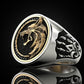 RARE PRINCE by CARAT SUTRA | Unique Designed Wolf Witcher Face Ring | 925 Sterling Silver Oxidized Ring Studded with Black Zircons stones | Men's Jewelry | With Certificate of Authenticity and 925 Hallmark
